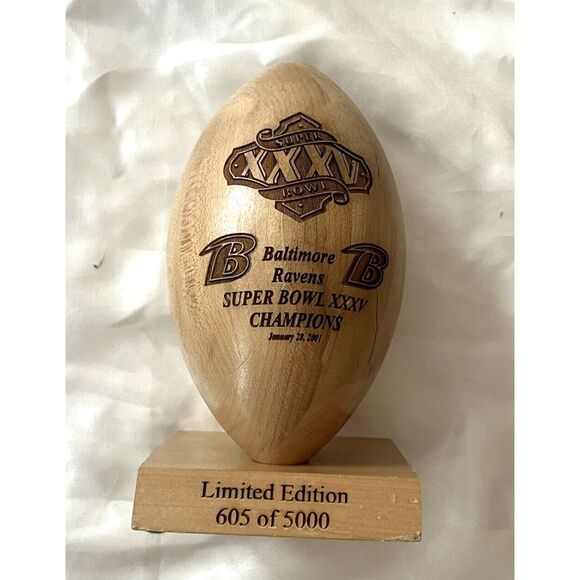 Ravens Vs Giants Wooden Engraved Football NFL Super Bowl Champs Grid Works Inc.
